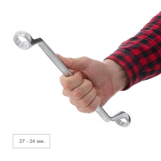 Ключ накидной 24-27 мм Cr-V, покрытие сатин-хром; PROF DIN3113 INTERTOOL XT-1224, фото , зображення 4 | SNABZHENIE.com.ua