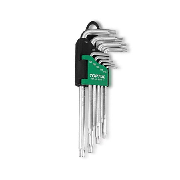 Набор ключей TORX Г-обр. длинных TOPTUL T10-T50, 9 ед., фото  | SNABZHENIE.com.ua