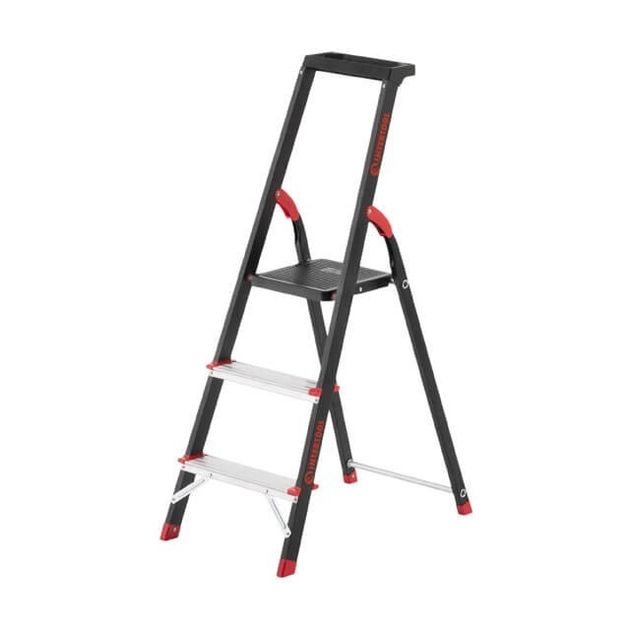 Стремянка 3 ступени стальной, высота 630мм, 150кг INTERTOOL LT-0053, фото  | SNABZHENIE.com.ua