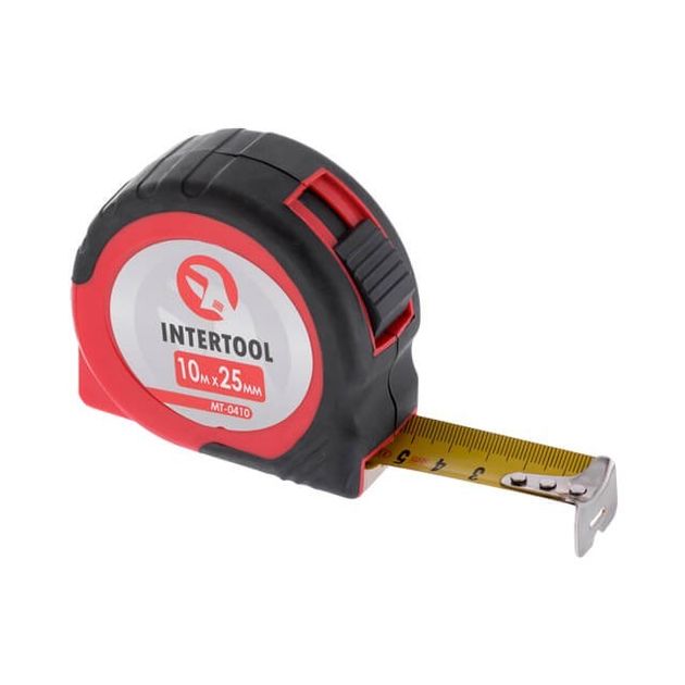 Рулетка INTERTOOL MT-0410 10м*25мм с фиксатором, фото  | SNABZHENIE.com.ua