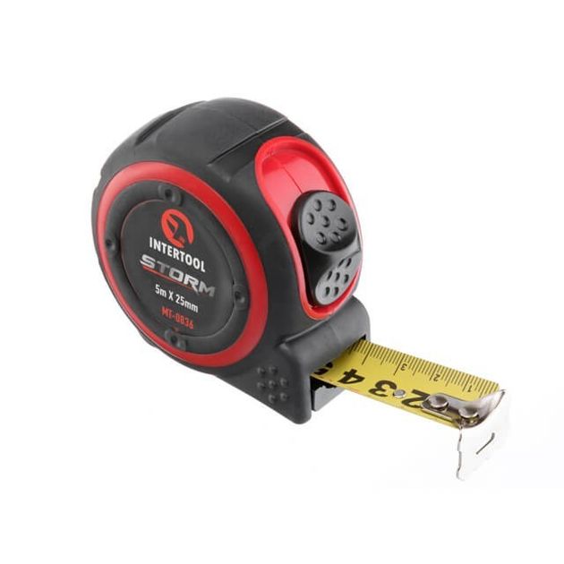 Рулетка STORM INTERTOOL MT-0836, 5м*25мм, нейлоновое покрытие, фото  | SNABZHENIE.com.ua
