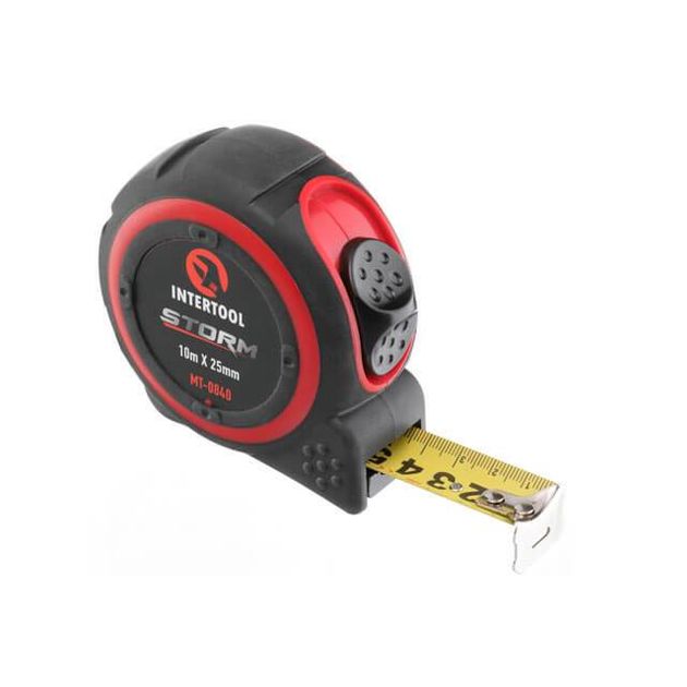 Рулетка STORM INTERTOOL MT-0840, 10м*25мм, нейлоновое покрытие, фото  | SNABZHENIE.com.ua