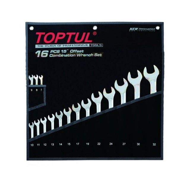 Набор ключей TOPTUL рожково-накидных 16 шт. 7-32 Hi-Performance, фото  | SNABZHENIE.com.ua
