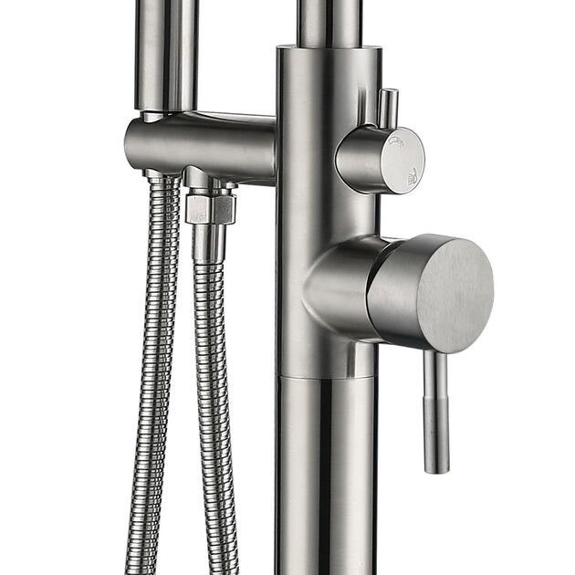 Смеситель Lidz Aria 004 для ванны напольный с душевым гарнитуром Nickel, фото , изображение 3 | SNABZHENIE.com.ua Смеситель Lidz Aria 004 для ванны напольный с душевым гарнитуром Nickel, фото , изображение 3 | SNABZHENIE.com.ua