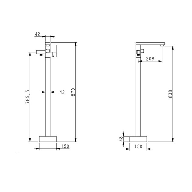 Смеситель для ванны Lidz Kubis 004 напольный с душевым гарнитуром, фото , изображение 2 | SNABZHENIE.com.ua Смеситель для ванны Lidz Kubis 004 напольный с душевым гарнитуром, фото , изображение 2 | SNABZHENIE.com.ua