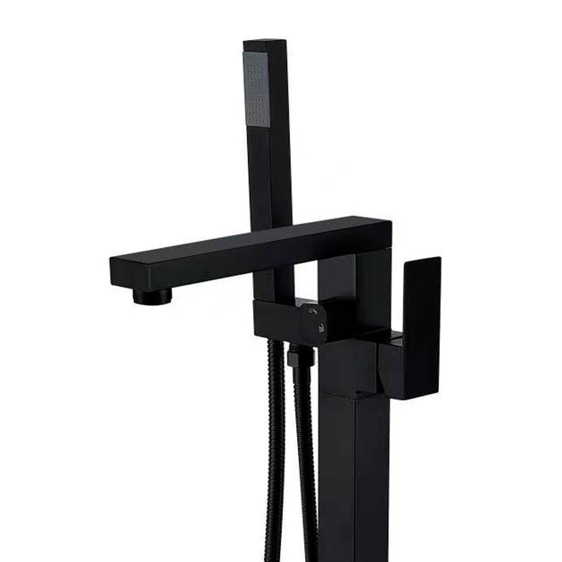 Смеситель напольный для ванны Lidz Kubis 004 с душевым гарнитуром черный, фото , изображение 3 | SNABZHENIE.com.ua Смеситель напольный для ванны Lidz Kubis 004 с душевым гарнитуром черный, фото , изображение 3 | SNABZHENIE.com.ua