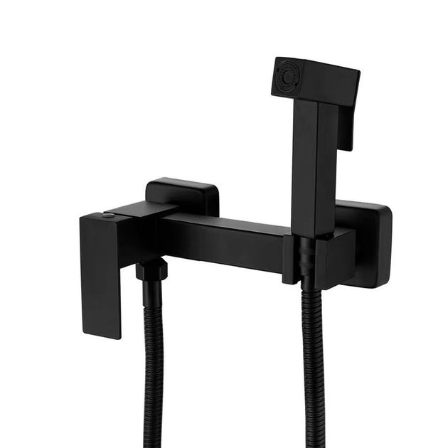 Набор гигиенического душа Lidz Kubis 110 Black прямоугольный, фото  | SNABZHENIE.com.ua