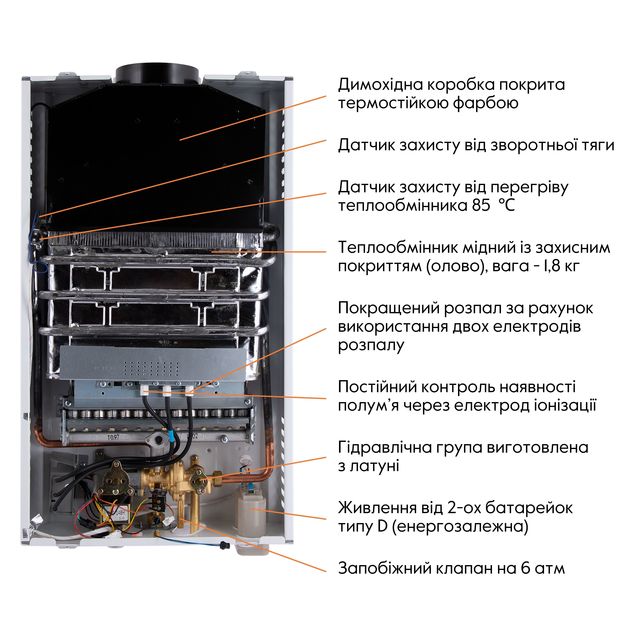 Колонка газовая дымоходная Thermo Alliance JSD20-10CLM 10 л White, фото , зображення 7 | SNABZHENIE.com.ua Колонка газовая дымоходная Thermo Alliance JSD20-10CLM 10 л White, фото , зображення 7 | SNABZHENIE.com.ua