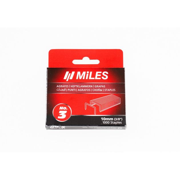 Скоби Miles No.3-10MM, 1000 шт, ширина 11,4 мм, толщина 0,75 мм, фото  | SNABZHENIE.com.ua