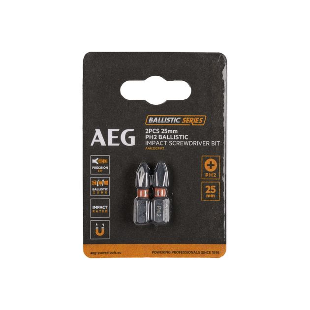 Биты ударные AEG PH2 25мм, 2шт., фото  | SNABZHENIE.com.ua