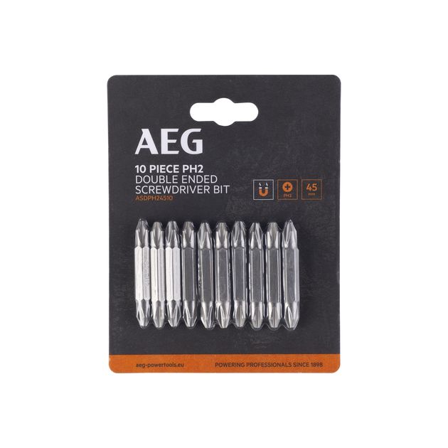 Біти двосторонні AEG ASDPH24510, РН2, 45мм, 10шт., фото  | SNABZHENIE.com.ua