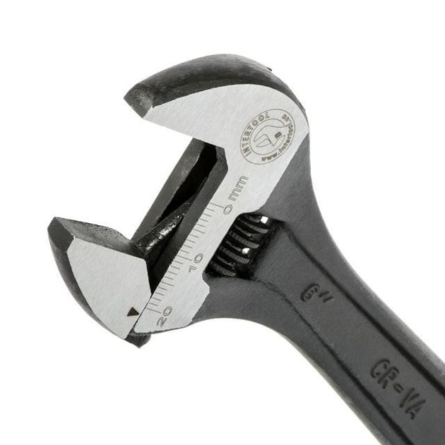 Ключ разводной 150 мм, Cr-V, черный, фосфатированный, INTERTOOL XT-0056, фото , зображення 3 | SNABZHENIE.com.ua Ключ разводной 150 мм, Cr-V, черный, фосфатированный, INTERTOOL XT-0056, фото , зображення 3 | SNABZHENIE.com.ua