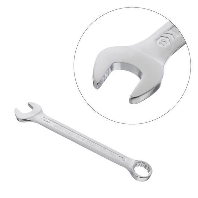 Ключ комбінований 19 мм Cr-V, покриття сатин-хром, DIN3113, STORM INTERTOOL XT-1019, фото , зображення 3 | SNABZHENIE.com.ua