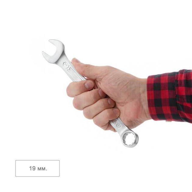 Ключ комбінований 19 мм Cr-V, покриття сатин-хром, DIN3113, STORM INTERTOOL XT-1019, фото , зображення 4 | SNABZHENIE.com.ua