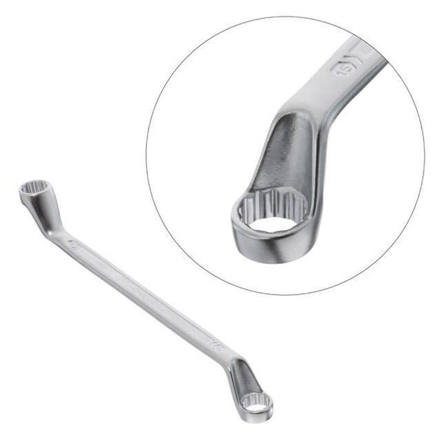 Ключ накидной 14-15 мм Cr-V, покрытие сатин-хром; PROF DIN3113 INTERTOOL XT-1214, фото , зображення 3 | SNABZHENIE.com.ua