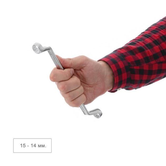 Ключ накидной 14-15 мм Cr-V, покрытие сатин-хром; PROF DIN3113 INTERTOOL XT-1214, фото , зображення 4 | SNABZHENIE.com.ua