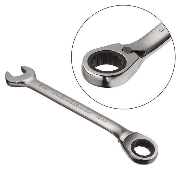 Комбінований ключ з трещоткою 19 мм, Cr-V, PROF DIN3113 INTERTOOL XT-1319, фото , зображення 2 | SNABZHENIE.com.ua