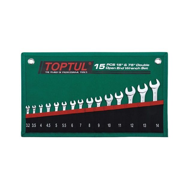 Набор рожковых ключей TOPTUL 15 шт. 3,2-14мм GRAJ1501, фото  | SNABZHENIE.com.ua
