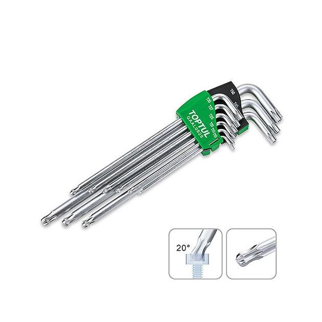 Набор ключей TORX Г-обр. T10-T50 TOPTUL 9ед. с отверстием и шаром, фото  | SNABZHENIE.com.ua