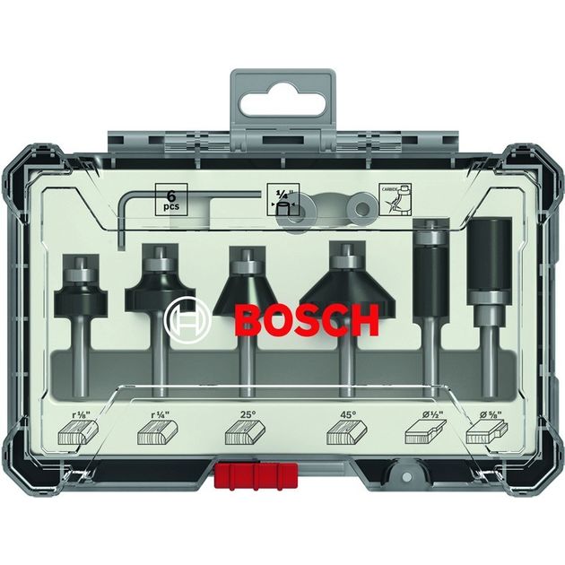Набор фрез для торцевания и кантувания, 1/4", 6 шт. BOSCH, фото  | SNABZHENIE.com.ua