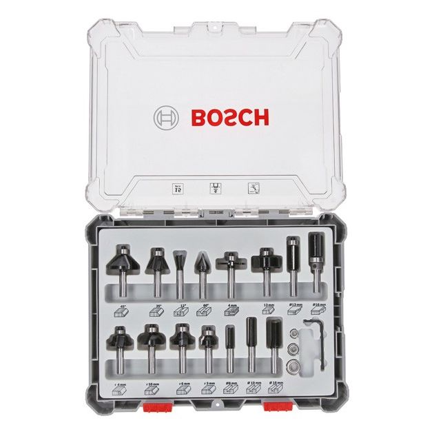 Набор комбинированных фрез, 6 мм, 15 шт. BOSCH, фото  | SNABZHENIE.com.ua