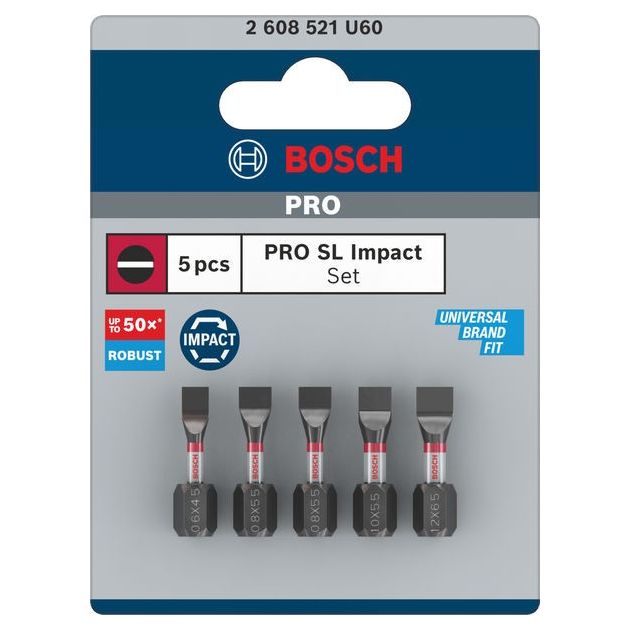 Насадка PRO Slotted Impact, SL4.5, SL5.5(x2), SL5.5, SL6.5, 25 мм, 5 шт. BOSCH, фото  | SNABZHENIE.com.ua