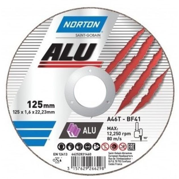 Диск отрезной по алюминию NORTON-Alu A46N, Ø 230/22,2 мм, t 1,9 мм, фото  | SNABZHENIE.com.ua