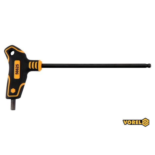 Ключ шестигранний з кульковим наконечником VOREL : тип Т, HEX 6 x 150 x 90 мм, Cr-V 6150, фото  | SNABZHENIE.com.ua