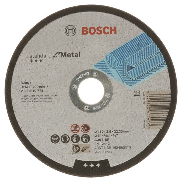 Прямий відрізний круг Standard for Metal, 150 x 2,5 x 22,23 BOSCH, фото  | SNABZHENIE.com.ua