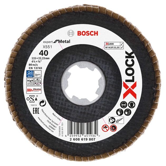 Пелюстковий шліфувальний диск X-LOCK X551 Expert для металу BOSCH, фото  | SNABZHENIE.com.ua