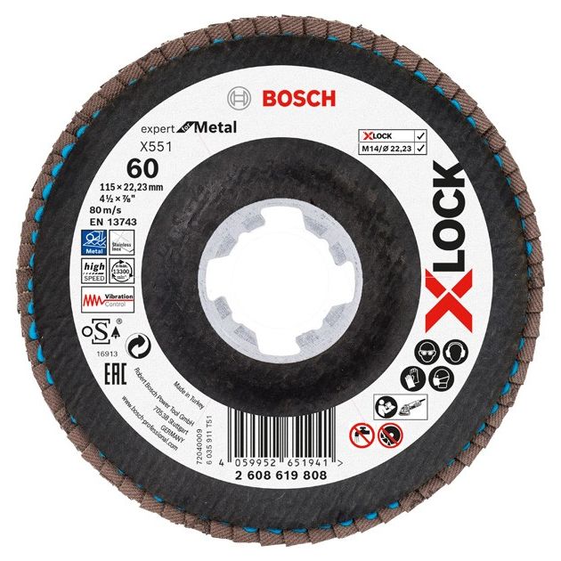 Пелюстковий шліфувальний диск X-LOCK X551 Expert для металу BOSCH, фото  | SNABZHENIE.com.ua