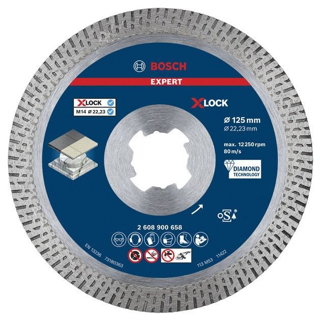 Алмазний відрізний круг EXPERT HardCeramic X-LOCK, 125 x 22,23 x 1,4 x 10 мм BOSCH, фото  | SNABZHENIE.com.ua