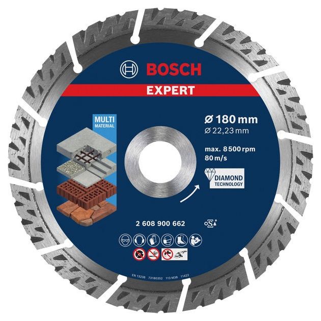 Алмазний відрізний круг EXPERT MultiMaterial, 180 x 22,23 x 2,4 x 12 мм BOSCH, фото  | SNABZHENIE.com.ua