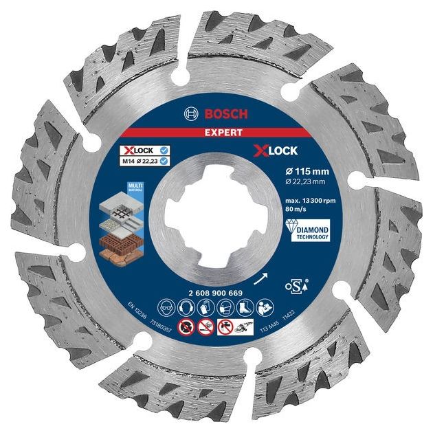 Алмазний відрізний круг EXPERT MultiMaterial X-LOCK, 115 x 22,23 x 2,4 x 12 мм BOSCH, фото  | SNABZHENIE.com.ua