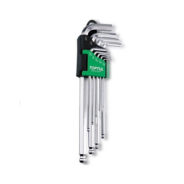 Набор шестигранников дюймовых с шаром TOPTUL 1/16"-3/8" 9ед. GBAL0901, фото  | SNABZHENIE.com.ua
