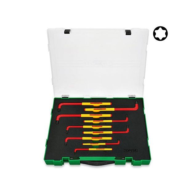Набор диэлектрических ключей TORX VDE 9 ед. T10-T50 TOPTUL GZC0911, фото  | SNABZHENIE.com.ua