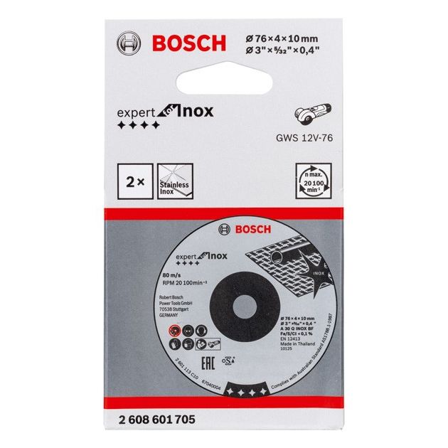 Expert для INOX 2 шт. x 76 x 4 x шлифовальный диск 10 мм BOSCH, фото , изображение 2 | SNABZHENIE.com.ua