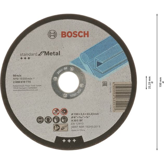 Прямий відрізний круг Standard for Metal, 150 x 2,5 x 22,23 BOSCH, фото , зображення 3 | SNABZHENIE.com.ua Прямий відрізний круг Standard for Metal, 150 x 2,5 x 22,23 BOSCH, фото , зображення 3 | SNABZHENIE.com.ua