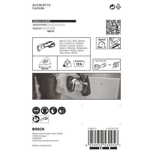 Полотно для багатофункціональних машин EXPERT Sanding Plate AVZ 90 RT10, 90 мм BOSCH, фото , зображення 5 | SNABZHENIE.com.ua Полотно для багатофункціональних машин EXPERT Sanding Plate AVZ 90 RT10, 90 мм BOSCH, фото , зображення 5 | SNABZHENIE.com.ua