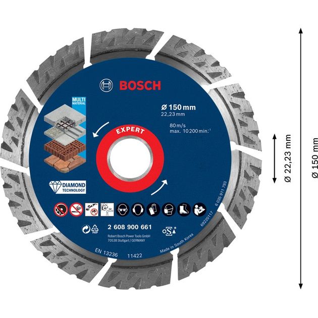 Алмазний відрізний круг EXPERT MultiMaterial, 150 x 22,23 x 2,4 x 12 мм BOSCH, фото , зображення 6 | SNABZHENIE.com.ua Алмазний відрізний круг EXPERT MultiMaterial, 150 x 22,23 x 2,4 x 12 мм BOSCH, фото , зображення 6 | SNABZHENIE.com.ua