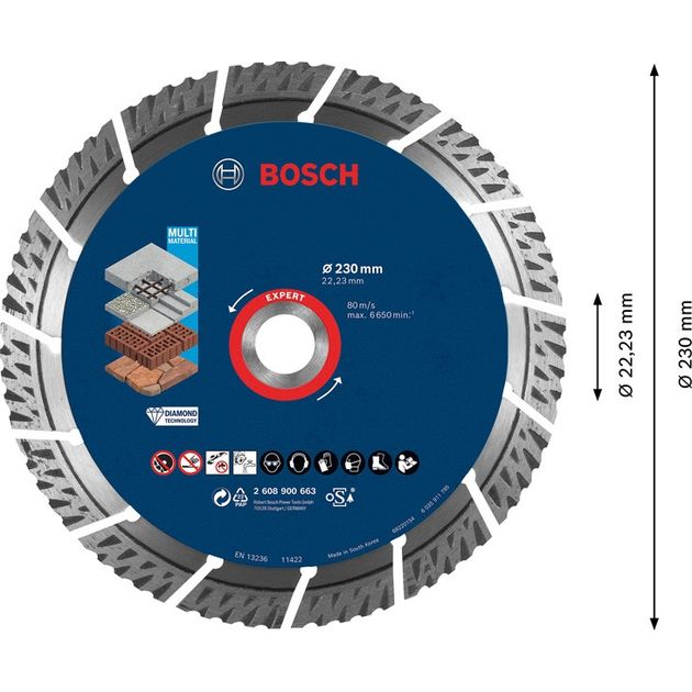 Алмазний відрізний круг EXPERT MultiMaterial, 230 x 22,23 x 2,4 x 15 мм BOSCH, фото , зображення 6 | SNABZHENIE.com.ua Алмазний відрізний круг EXPERT MultiMaterial, 230 x 22,23 x 2,4 x 15 мм BOSCH, фото , зображення 6 | SNABZHENIE.com.ua