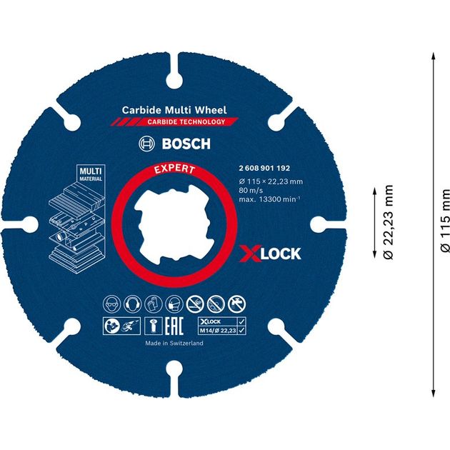 Відрізний круг EXPERT Carbide Multi Wheel X-LOCK, 115 мм, 22,23 мм BOSCH, фото , зображення 5 | SNABZHENIE.com.ua Відрізний круг EXPERT Carbide Multi Wheel X-LOCK, 115 мм, 22,23 мм BOSCH, фото , зображення 5 | SNABZHENIE.com.ua