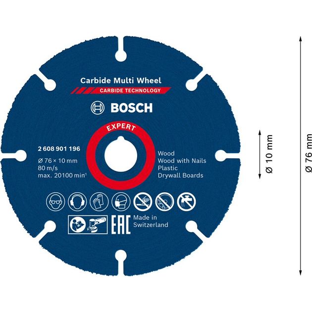 Отрезной круг EXPERT Carbide Multi Wheel, 76 мм, 10 мм BOSCH, фото , изображение 4 | SNABZHENIE.com.ua Отрезной круг EXPERT Carbide Multi Wheel, 76 мм, 10 мм BOSCH, фото , изображение 4 | SNABZHENIE.com.ua
