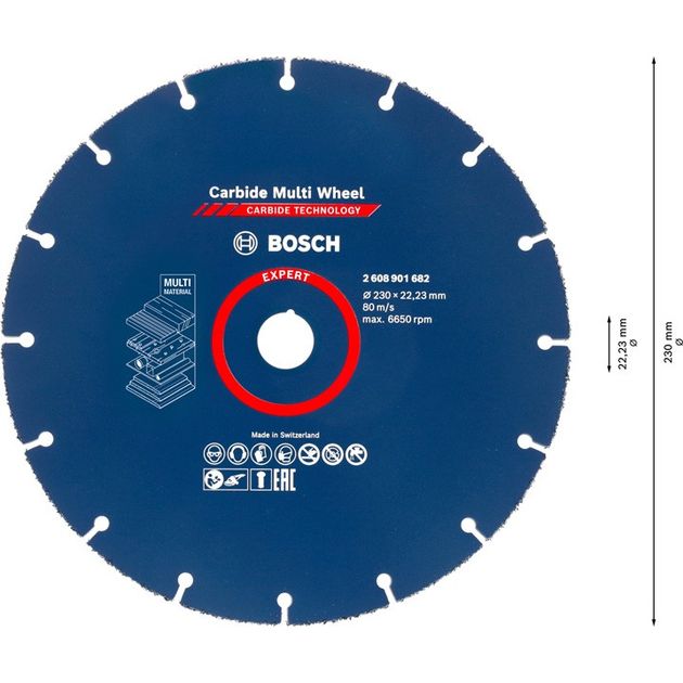 Відрізний круг EXPERT Carbide Multi Wheel, 230 мм, 22.23 мм BOSCH, фото , зображення 6 | SNABZHENIE.com.ua