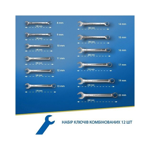 Набор ключей комбинированных S&R 12 шт. 8-22 мм, фото , изображение 9 | SNABZHENIE.com.ua Набор ключей комбинированных S&R 12 шт. 8-22 мм, фото , изображение 9 | SNABZHENIE.com.ua
