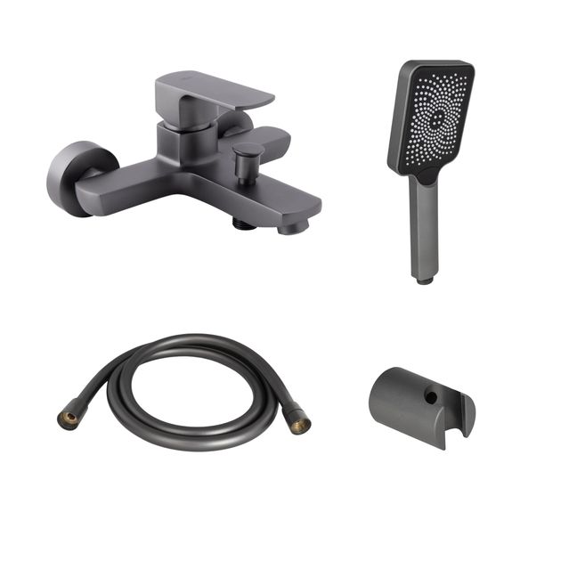 Смеситель для ванны Qtap Lipno QTNH3023101DG + Душевой комплект, фото  | SNABZHENIE.com.ua