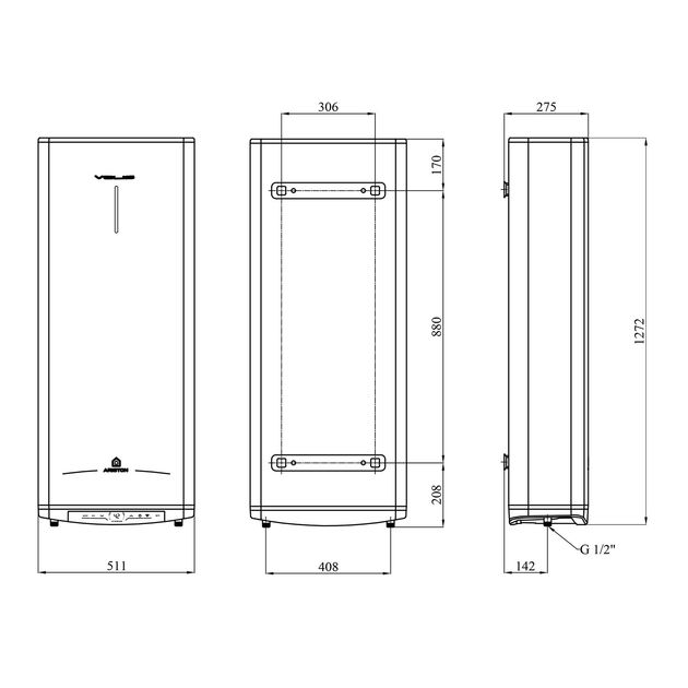 Водонагреватель Ariston VELIS PRO DRY WIFI 100 EU, сухой ТЭН 3100910, фото  | SNABZHENIE.com.ua