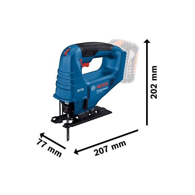 Аккумуляторный лобзик Bosch GST 183-LI Professional, 1 акб GBA 18V 4.0Ah, з/у GAL 18V-20, фото , зображення 3 | SNABZHENIE.com.ua Аккумуляторный лобзик Bosch GST 183-LI Professional, 1 акб GBA 18V 4.0Ah, з/у GAL 18V-20, фото , зображення 3 | SNABZHENIE.com.ua