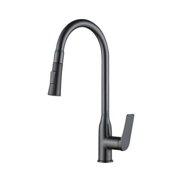 Смеситель Qtap Vlasta New с выдвижным изливом Gunmetal Black PVD, фото  | SNABZHENIE.com.ua
