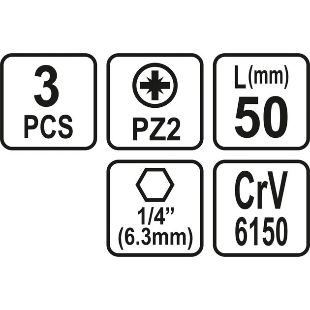 Насадка STHOR Pozidriv PZ2 x 50 мм, HEX 1/4, Cr-V, 3 шт, фото , изображение 3 | SNABZHENIE.com.ua Насадка STHOR Pozidriv PZ2 x 50 мм, HEX 1/4, Cr-V, 3 шт, фото , изображение 3 | SNABZHENIE.com.ua